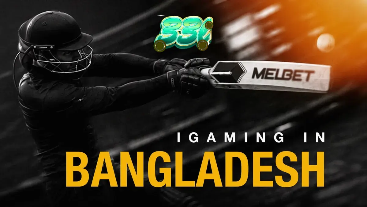 Pemandangan digital pasar iGaming Bangladesh dengan elemen ikonik smartphone dan olahraga
